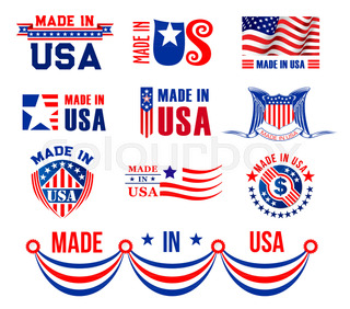 320x282 Made In Usa Premium Quality Product Tags Set. Vector Badge Made In