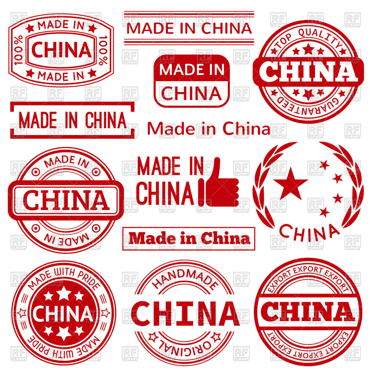 1200x1200 Made In China Red Graphics And Labels Vector Image Vector