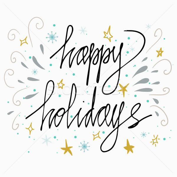 600x600 Happy Holidays Greetings Hand Lettering Card Isolated On White