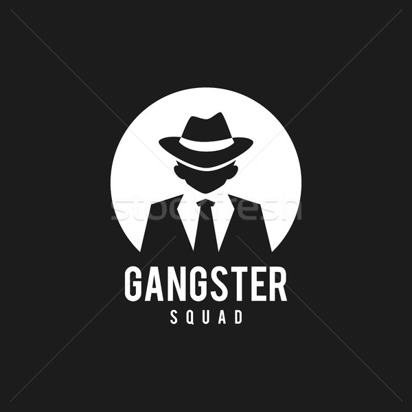600x600 Retro Badge Gangsters And Mafia. Man In Black Suit. Vector
