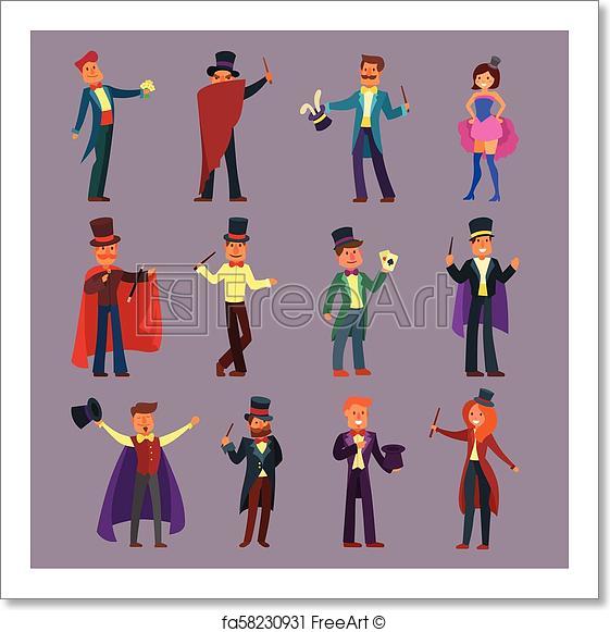 561x581 Free Art Print Of Magician Vector Illusionist Show Magic Man