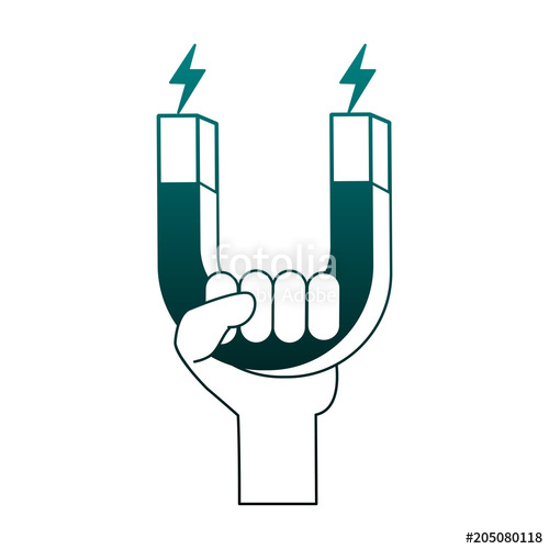 500x500 Hand With Magnet Vector Illustration Graphic Design Stock Image