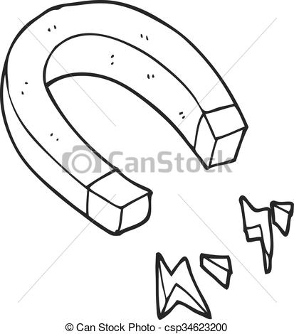 413x470 Freehand Drawn Black And White Cartoon Magnet.