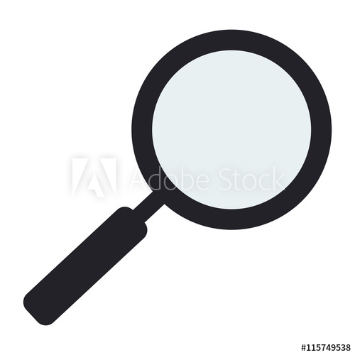 500x500 Flat Design Magnifying Glass Icon Vector Illustration