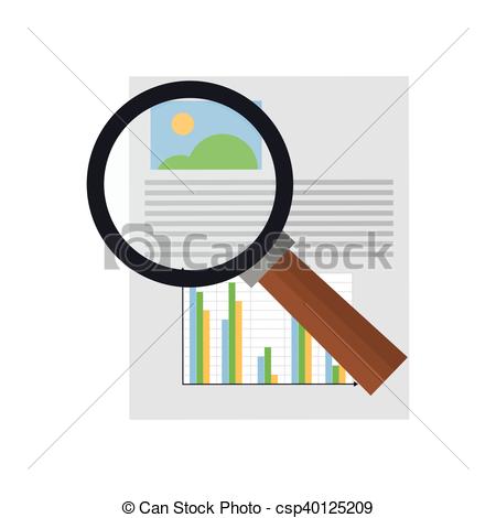 450x470 Flat Design Graph Chart And Magnifying Glass Icon Vector Illustration.