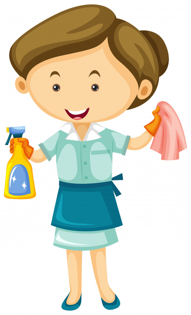626x1030 Maid With Cleaner Spray And Cloth Vector Premium Download