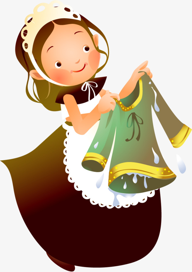 650x918 Vector Painted Laundry Maid, Vector, Hand Painted, Cleaning Png
