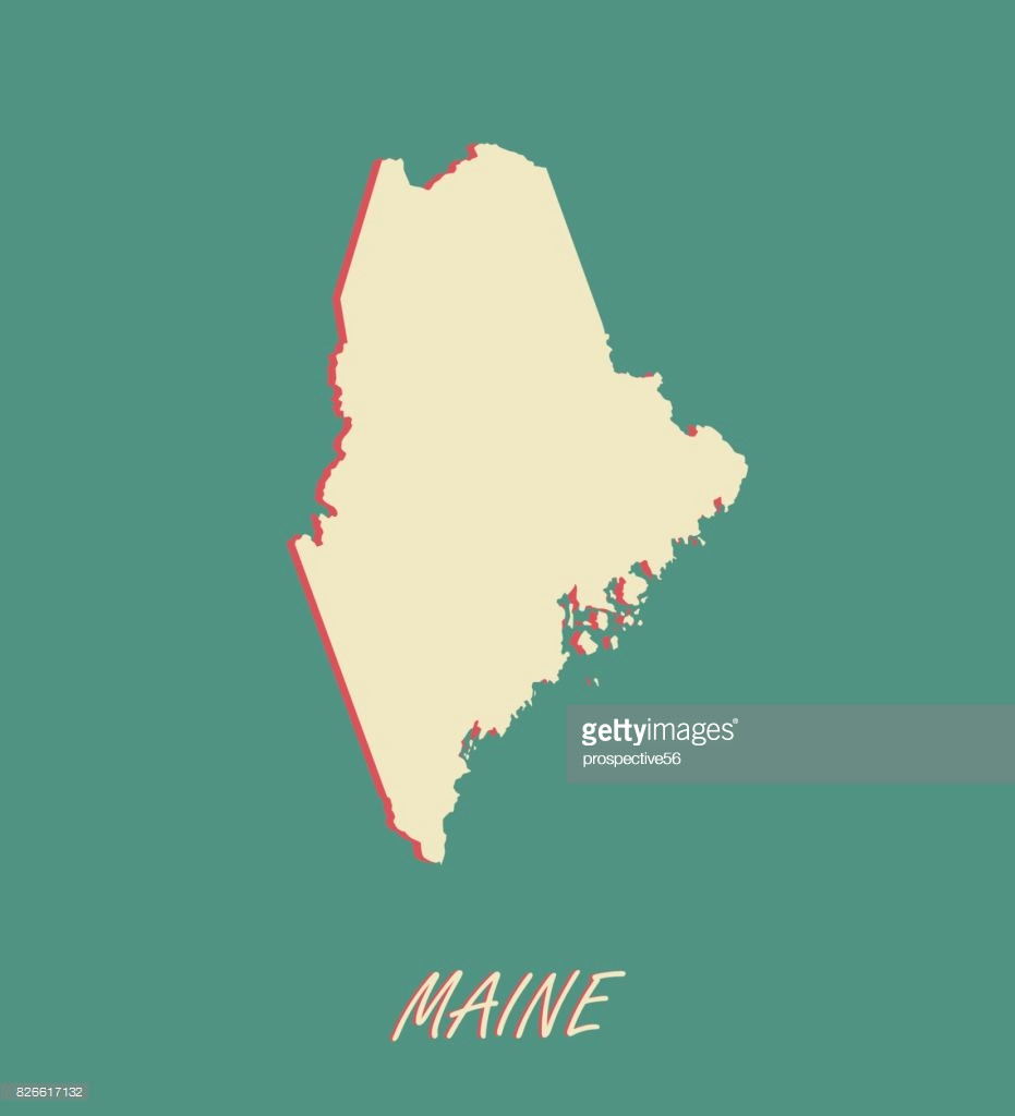 931x1024 Maine State Of Usa Map Vector Outlines In A 3d Illustration
