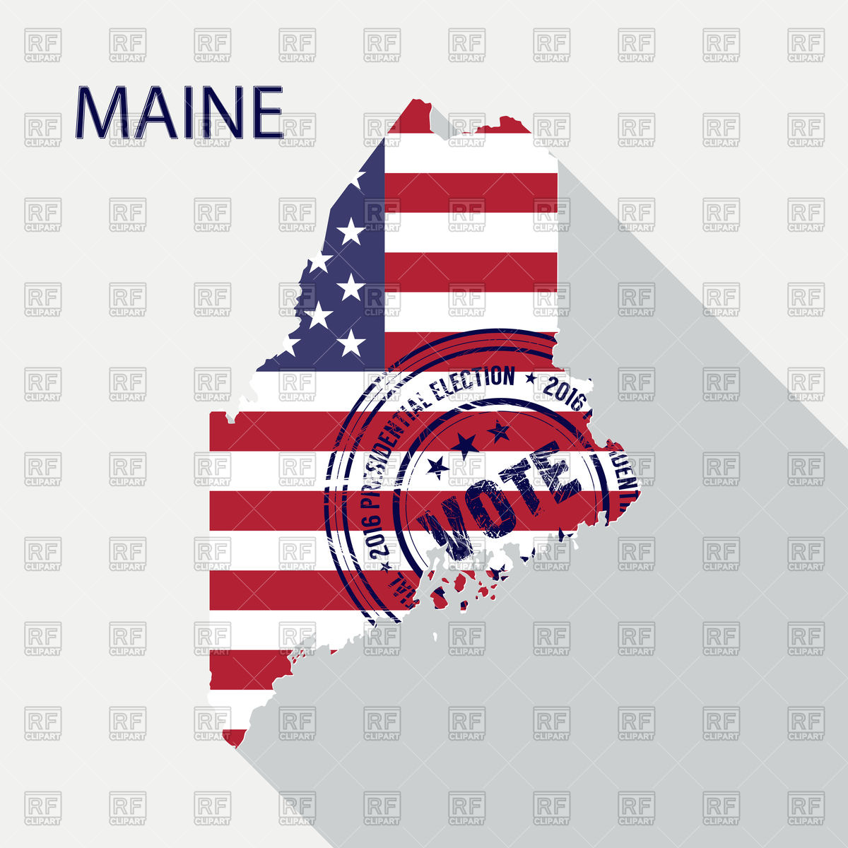 1200x1200 State Of Maine Map With Flag And Presidential Day Vote Stamp