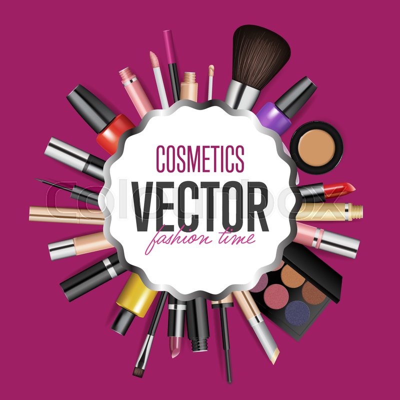 800x800 Makeup Cosmetics Tools. Fashion Vector Background. Beauty Isolated