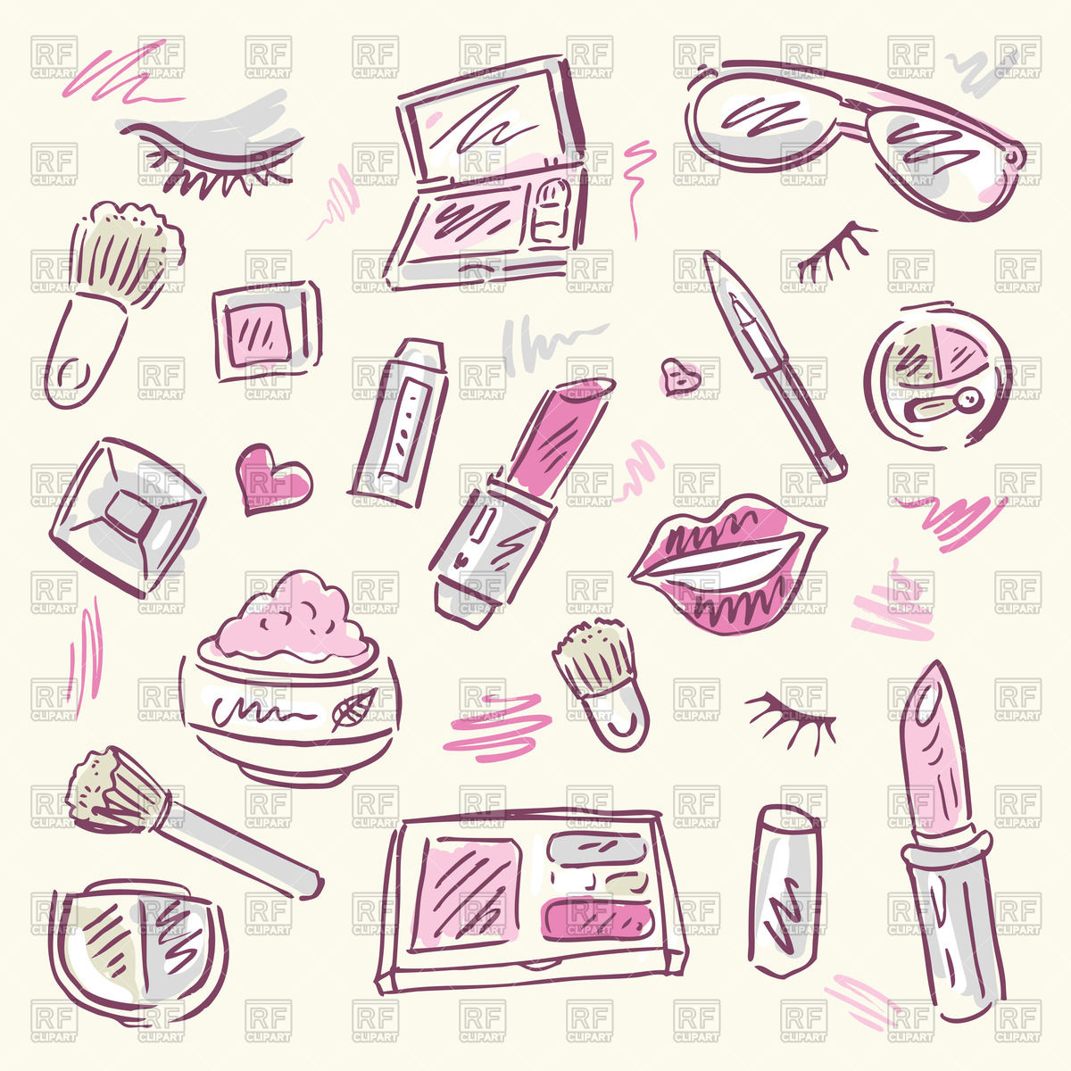 1200x1200 Sketchy Set Of Cosmetic For Makeup Vector Image Vector Artwork