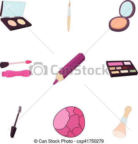 450x470 Makeup Icons Set, Cartoon Style. Makeup Icons Set. Cartoon