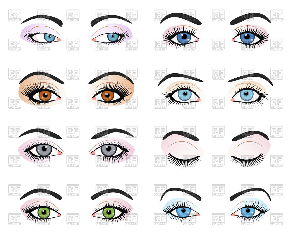 1200x977 Set Of Female Eyes And Brows With Beautifully Fashion Makeup