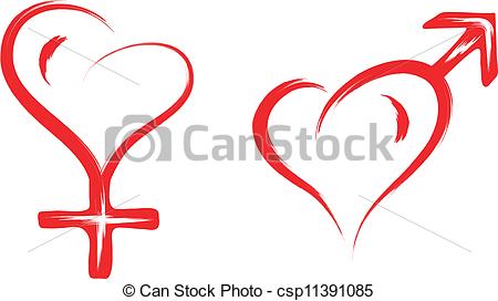 450x272 Abstract Sketch Illustration Of Male And Female Sex Heart Symbol.