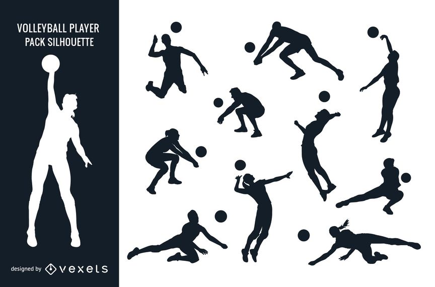 864x570 Male Female Volleyball Player Pack Silhouette