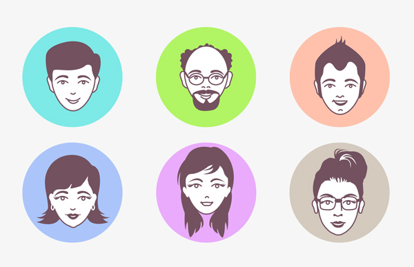 600x387 Male And Female Avatar Vector Faces (Psd)