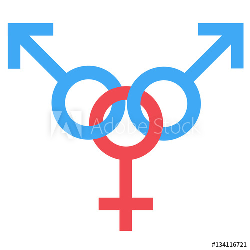 500x500 Sex Gangbang Symbol. Gender Man And Woman Connected Symbol. Male