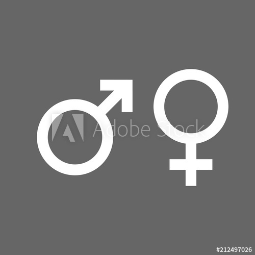 500x500 Gender Icon. Female, Male Symbol. Vector Illustration, Flat Design