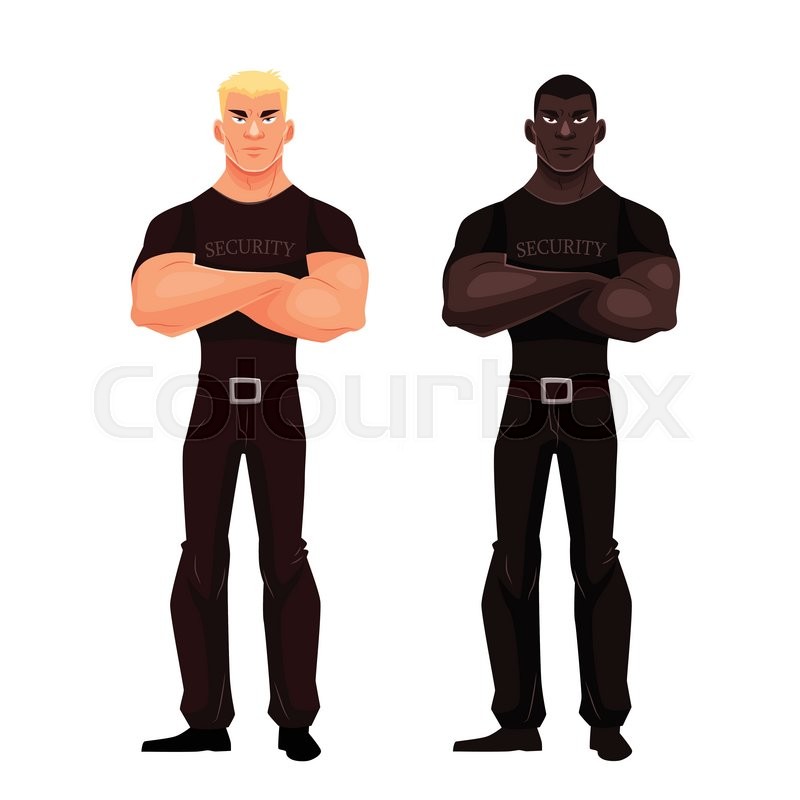 800x800 Two Male Security, Vector Illustration Cartoon Isolated On A White