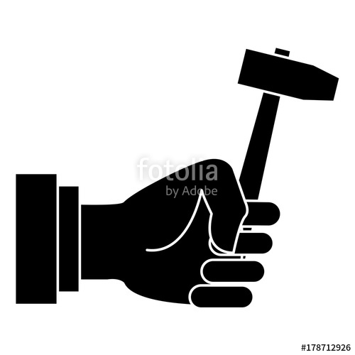 500x500 Hand Holding Mallet Icon Vector Illustration Graphic Design Stock