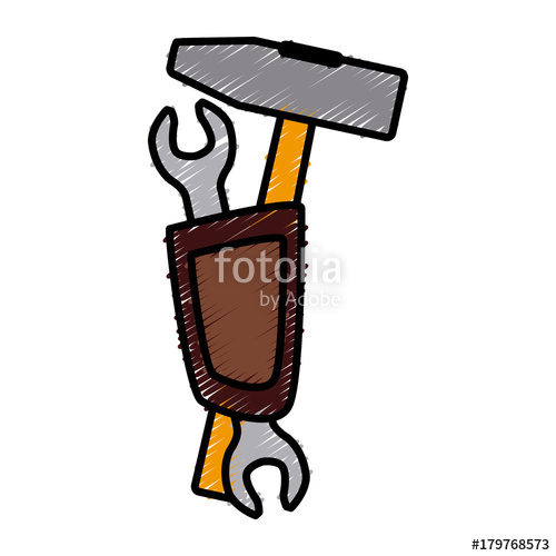 500x500 Mallet And Wrench Tools Icon Vector Illustration Graphic Design