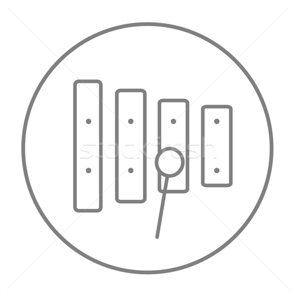 600x600 Xylophone With Mallet Line Icon. Vector Illustration Andrei