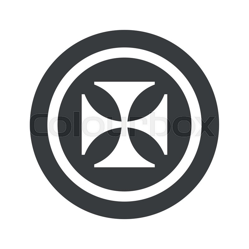 800x800 Image Of Maltese Cross In Circle, On Black Circle, Isolated On