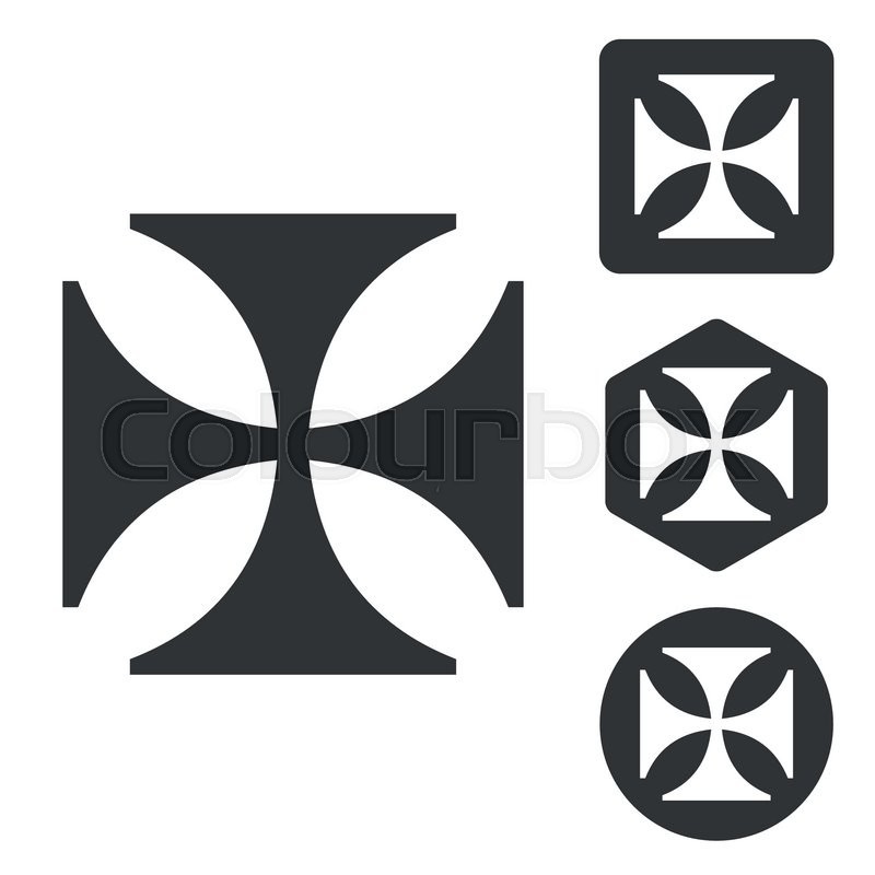 800x800 Maltese Cross Icon Set, Monochrome, Isolated On White Stock