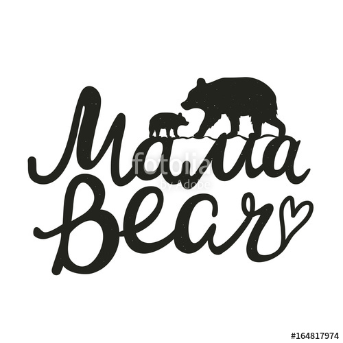 500x500 Cute Vector Typography Poster With Mother Bear Silhouette And Baby