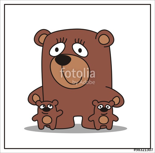 500x495 Mother And Bear, Cartoon Mama Bear And Two Little Bear Stock