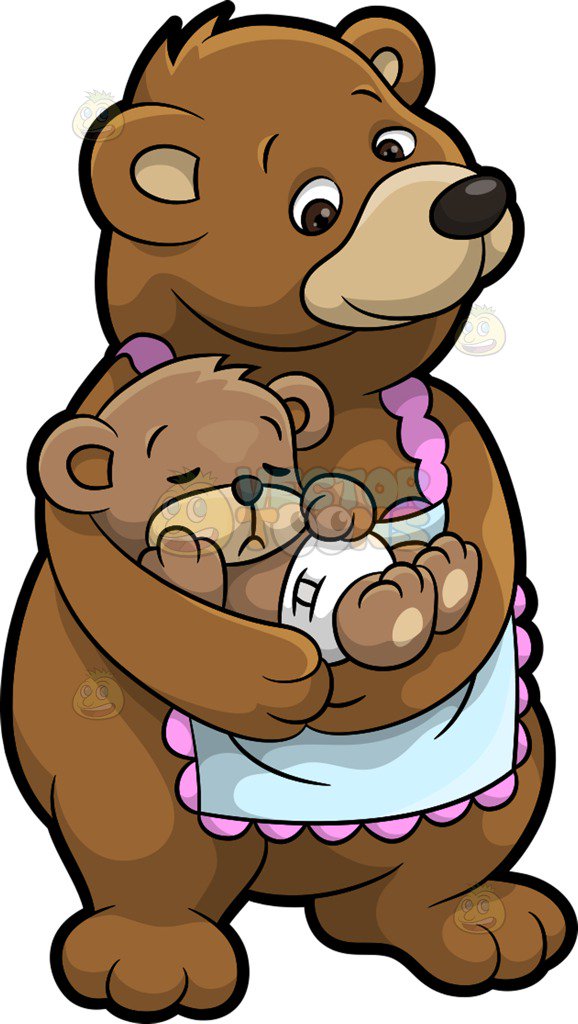 578x1024 A Mama Bear And Her Sleeping Cub Clipart By Vector Toons