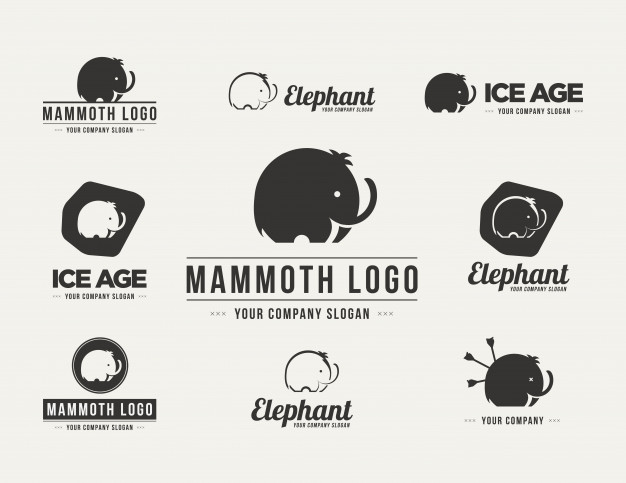 626x483 Mammoth Silhouette Vector Logo Set Vector Premium Download