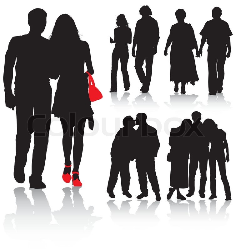 755x800 Vector Silhouettes Couples Man And Women, Vector Illustration