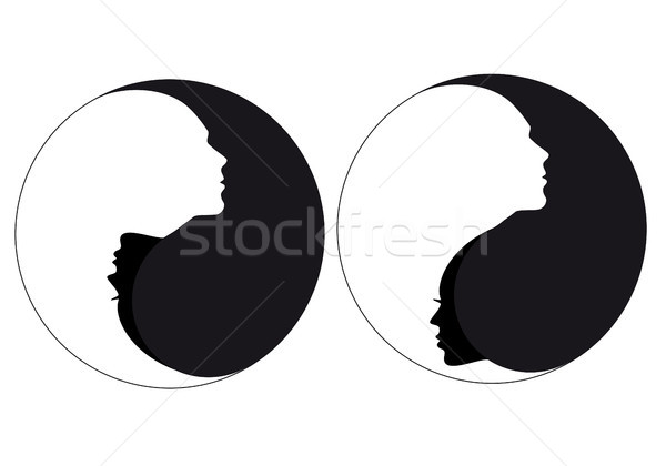 600x420 Yin Yang Sign Man And Woman, Vector Vector Illustration