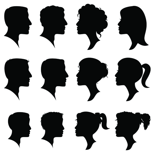 500x500 Creative Man And Woman Silhouettes Vector Set 06 Free Download