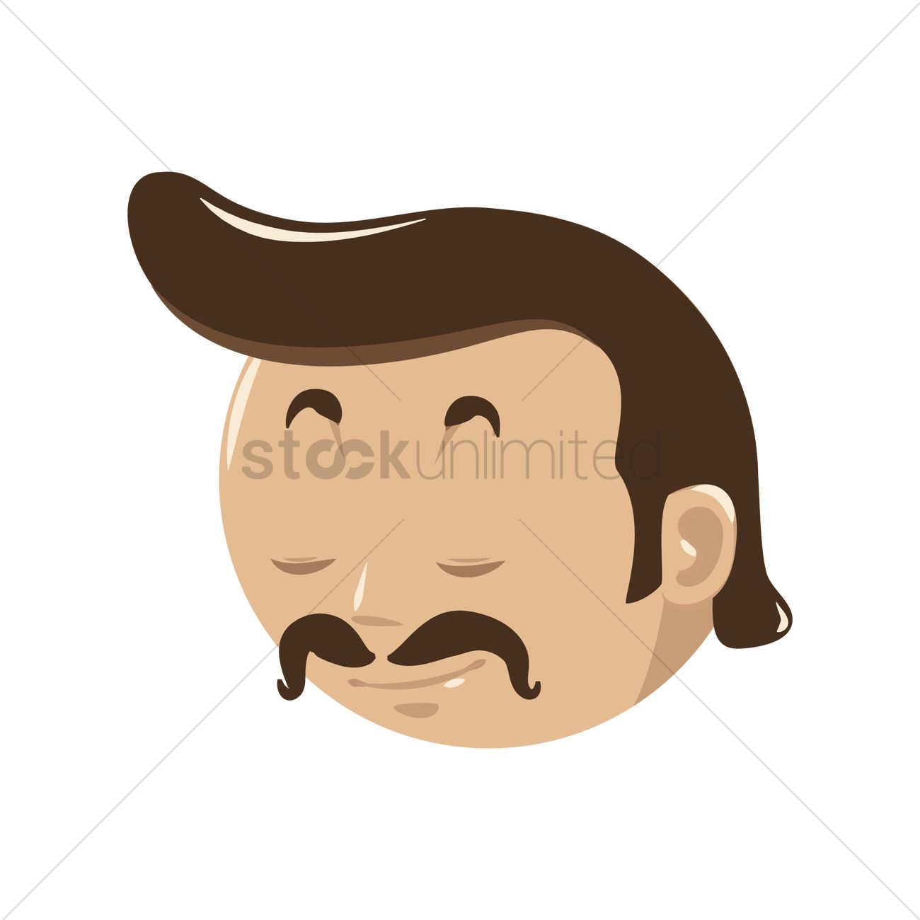 1300x1300 Mustache Man With Closed Eyes Vector Image