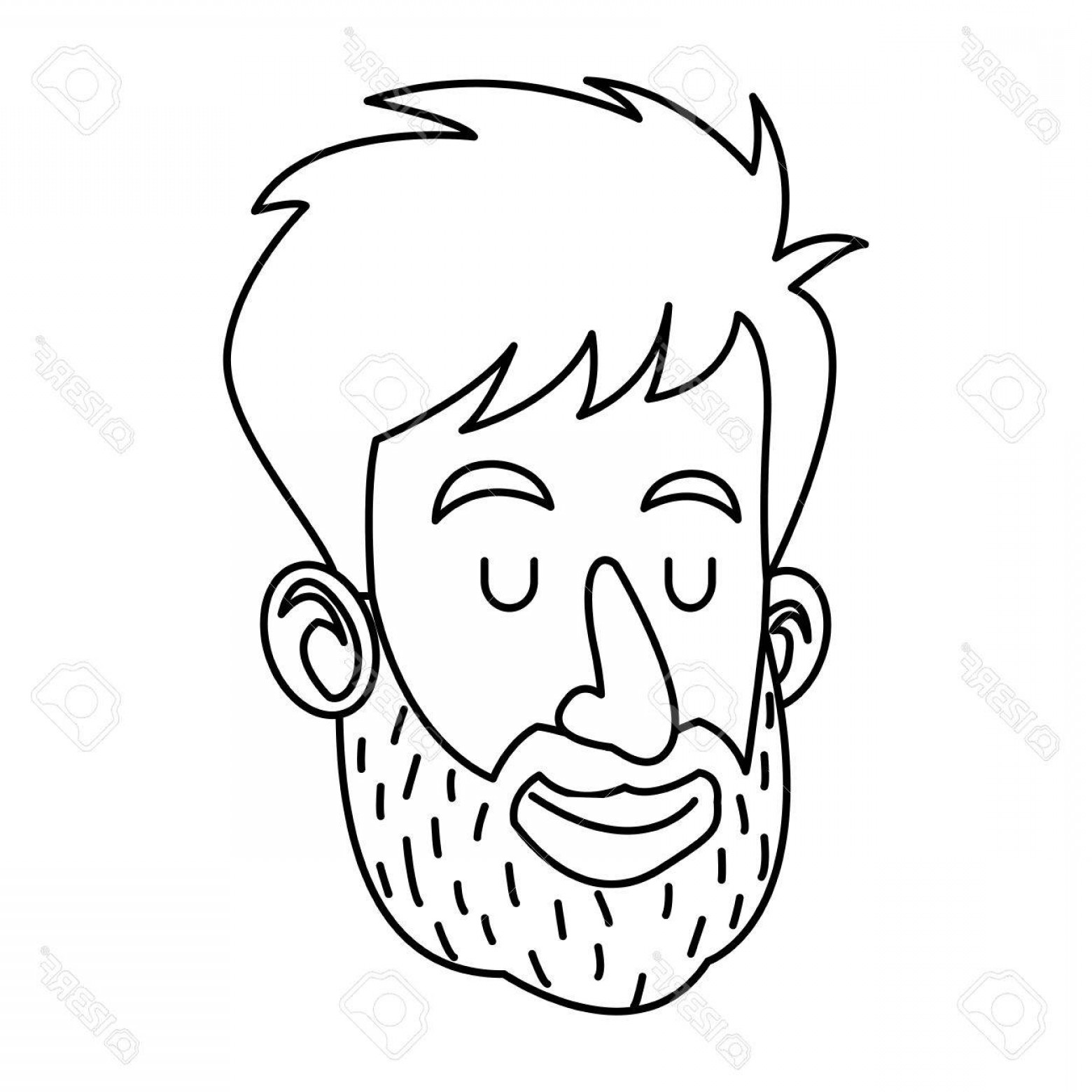 1560x1560 Photostock Vector Avatar Face Man Beard Close Eyes Outline Vector