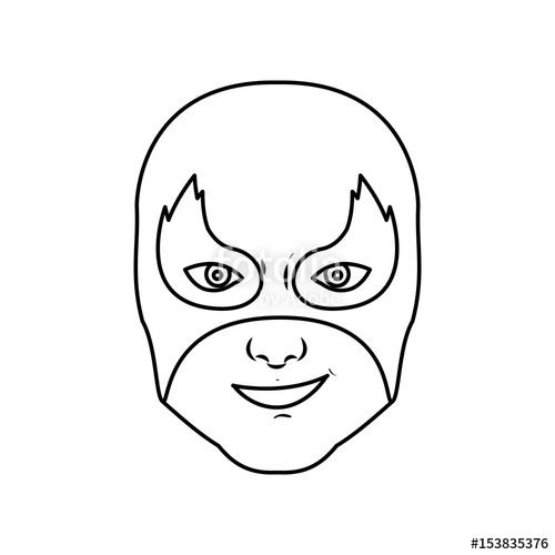 500x500 Monochrome Silhouette With Man Superhero And Middle Mask And Shape
