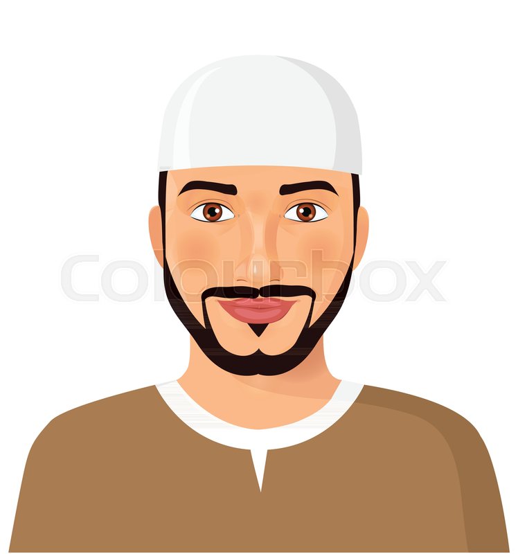 748x800 Arabic Oman Man Face Avatar Character Image With Beard Vector