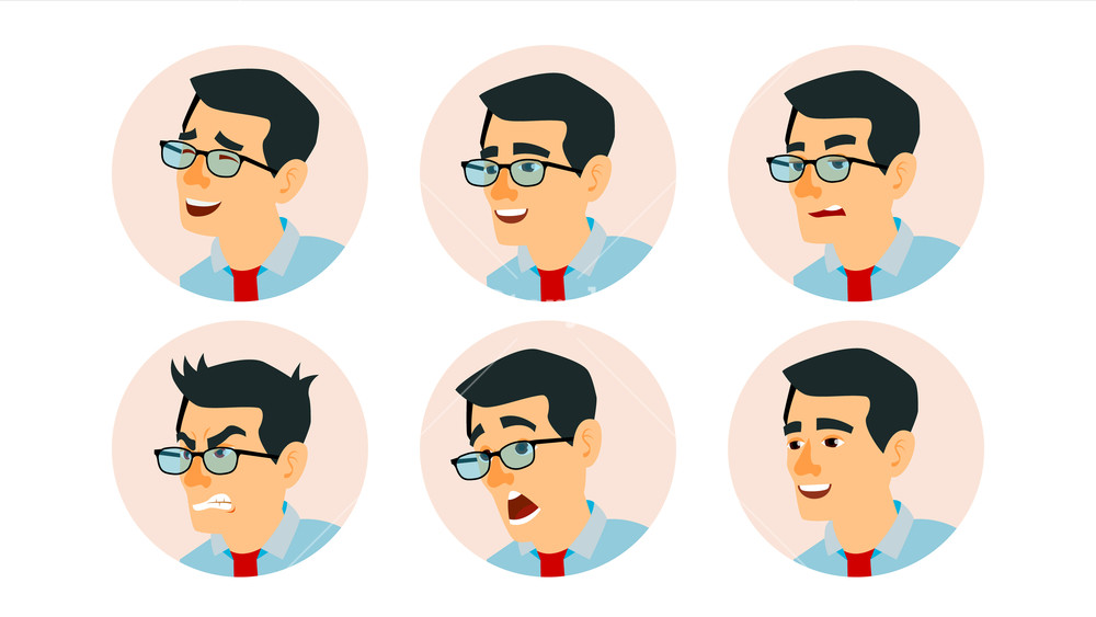 1000x563 Asian Character Business People Avatar Vector. Asiatic Man Face