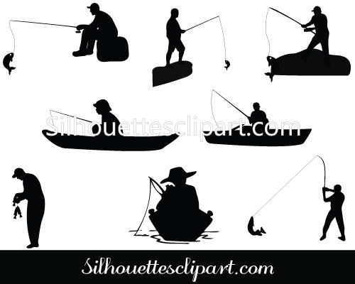 500x400 Man Fishing Silhouette Vector Graphics Download Silhouettes Vector