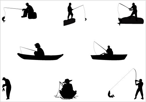 502x352 Man Fishing Silhouette Vector Graphics