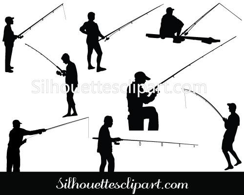 500x400 Man Fishing Vector Graphics Silhouettes Vector