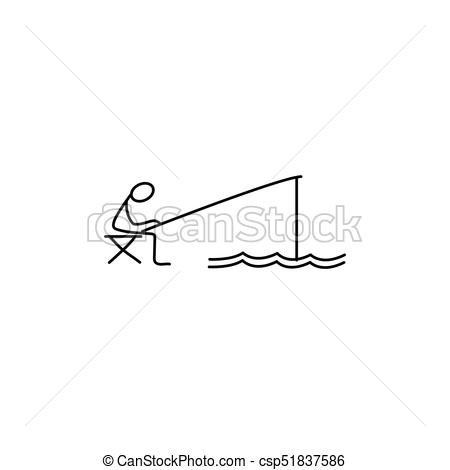 450x470 Man Fishing Icon. Fishing Stick Figure Fisherman Vector Icon.