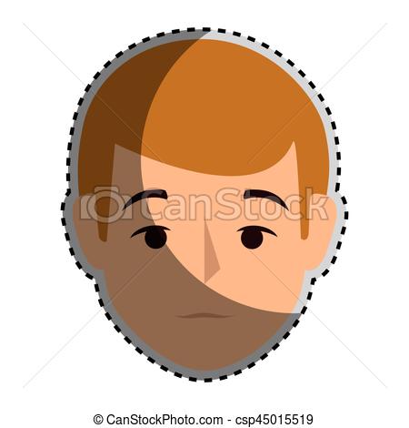450x470 Sticker Colorful Silhouette Front View Man With Brown Hair Vector