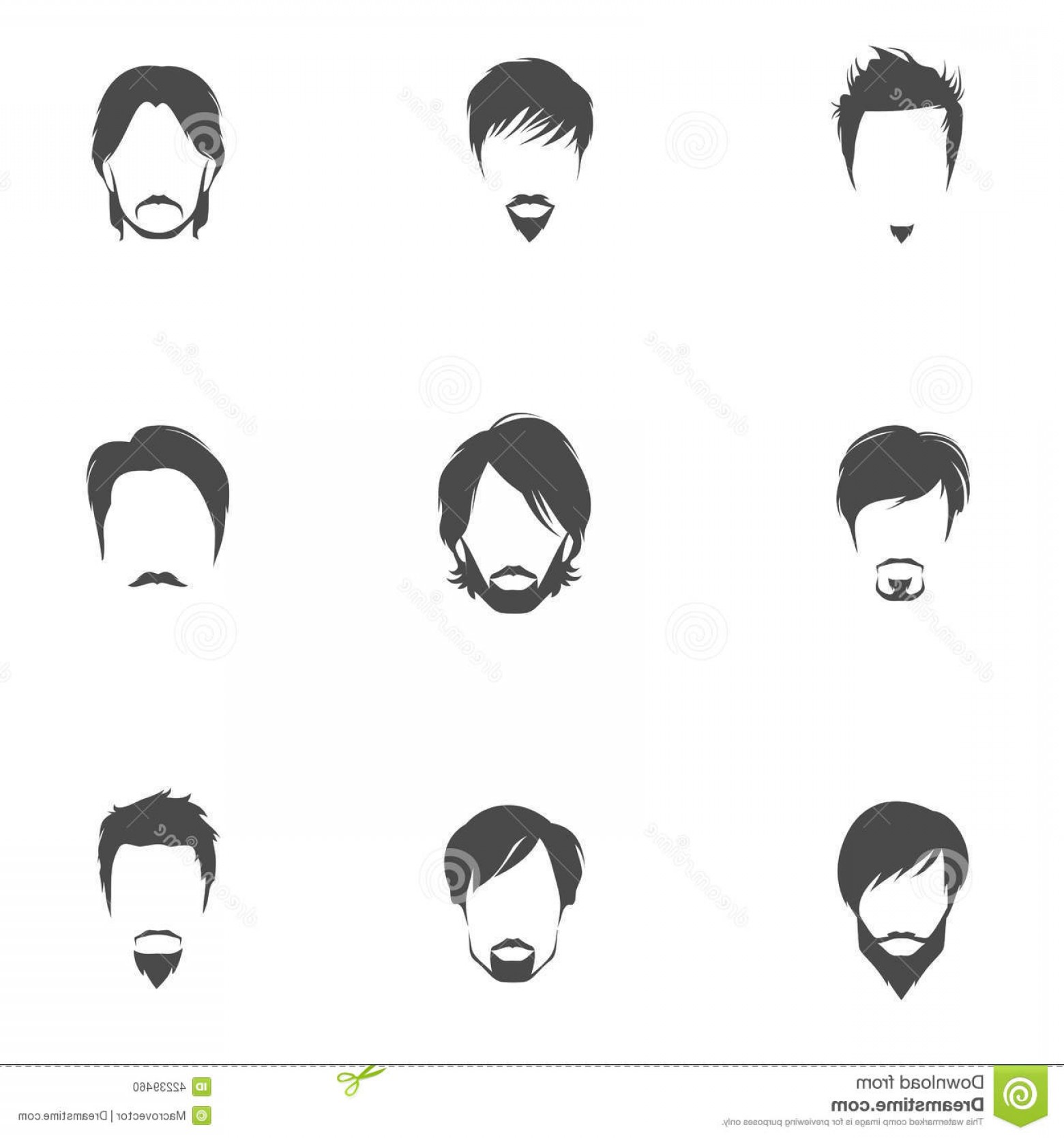 1560x1668 Stock Illustration Man Hair Style Set Handsome Male Head
