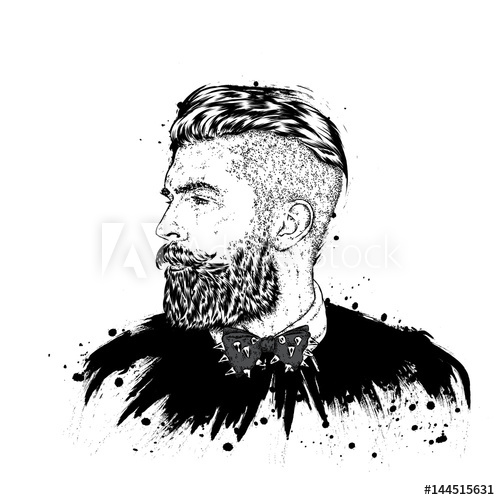 500x500 Stylish Man With A Beard. Man With Long Hair. Vector Illustration