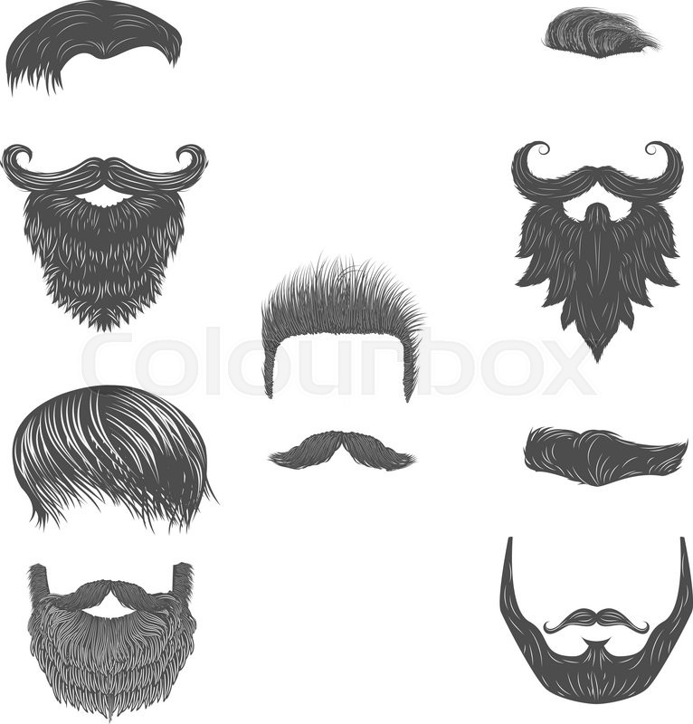 766x800 Vector Set Of Hairstyles. Vector Beards. Hipster Fashion Man Hair