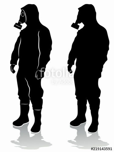 375x500 Silhouette Of A Man In A Chemical Suit, Vector Draw Stock Image