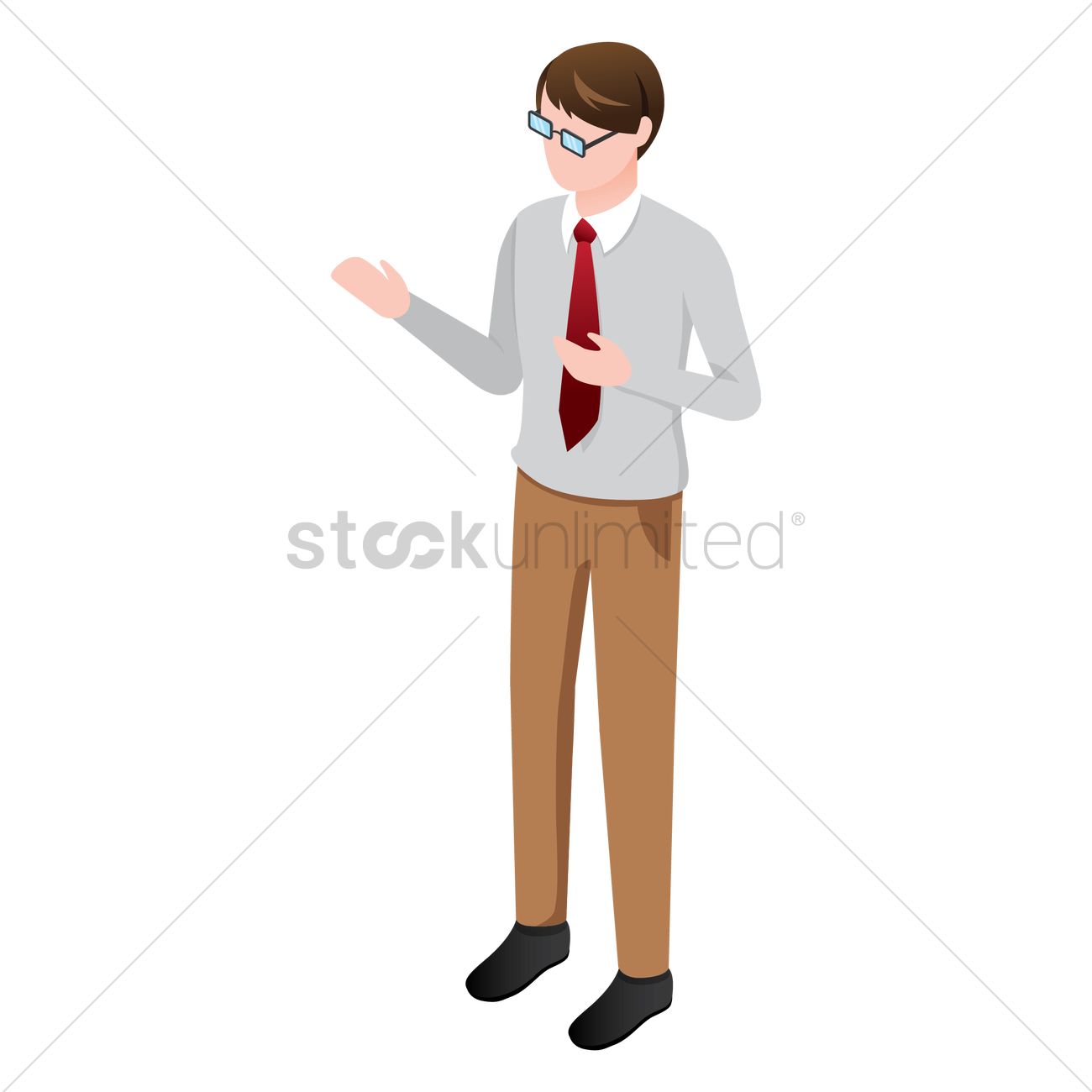 1300x1300 Isometric Man Standing Vector Image